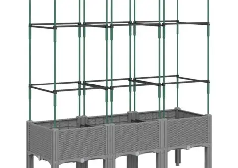 Jardinieră de grădină cu spalier gri deschis 120x40x142,5 cm PP - 2/5