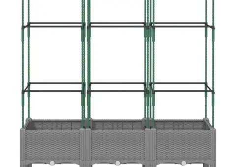 Jardinieră de grădină cu spalier gri deschis 120x40x142,5 cm PP - 3/5