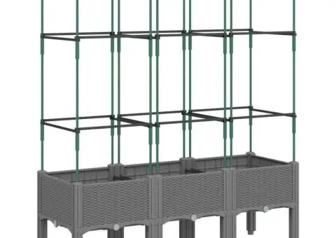 Jardinieră de grădină cu spalier gri deschis 120x40x142,5 cm PP - 5/5