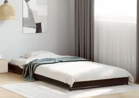 Cadru de pat, negru, 90x190 cm, lemn prelucrat și metal - 1/5