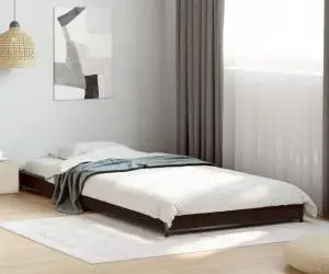 vidaXL Cadru de pat, negru, 90x190 cm, lemn prelucrat și metal