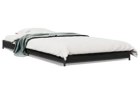 Cadru de pat, negru, 90x190 cm, lemn prelucrat și metal - 2/5