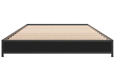 Cadru de pat, negru, 90x190 cm, lemn prelucrat și metal - 4/5