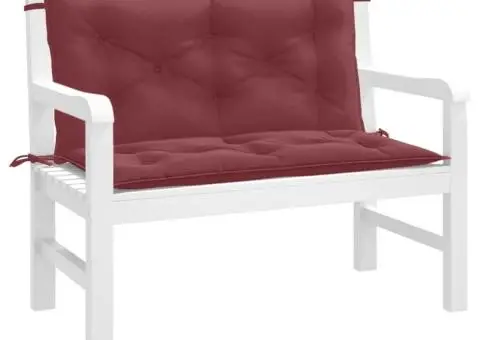 Pernă bancă de grădină 2 buc melanj roșu vin 100x50x7 cm textil - 1/5