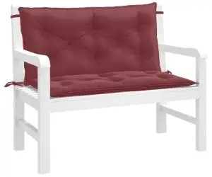 vidaXL Pernă bancă de grădină 2 buc melanj roșu vin 100x50x7 cm textil