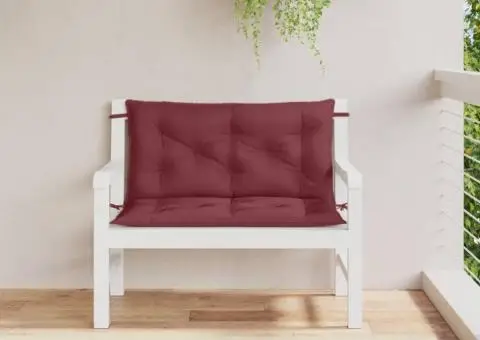 Pernă bancă de grădină 2 buc melanj roșu vin 100x50x7 cm textil - 3/5