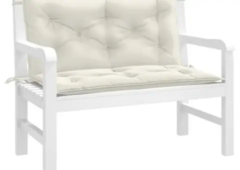 Pernă bancă de grădină, 2db, melanj crem, 100x50x7 cm, textil - 1/5