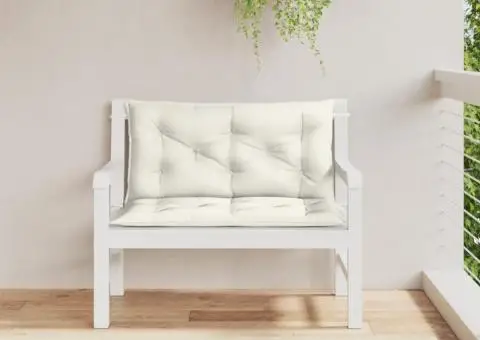 Pernă bancă de grădină, 2db, melanj crem, 100x50x7 cm, textil - 3/5