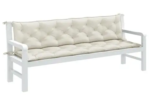 Pernă bancă de grădină, 2 buc. melanj crem, 200x50x7 cm, textil - 1/5