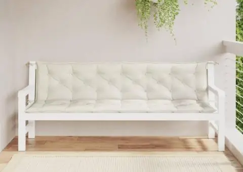 Pernă bancă de grădină, 2 buc. melanj crem, 200x50x7 cm, textil - 3/5