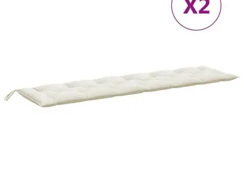 Pernă bancă de grădină, 2 buc. melanj crem, 200x50x7 cm, textil - 4/5