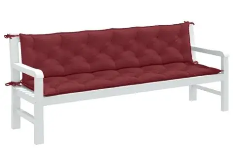 Pernă bancă de grădină 2 buc melanj roșu vin 200x50x7 cm textil - 1/5