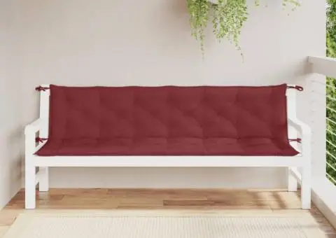 Pernă bancă de grădină 2 buc melanj roșu vin 200x50x7 cm textil - 3/5