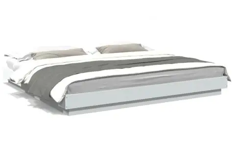 Cadru de pat cu lumini LED, alb, 200x200 cm, lemn prelucrat - 2/5