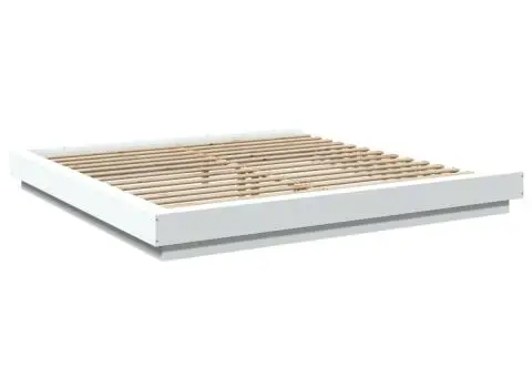 Cadru de pat cu lumini LED, alb, 200x200 cm, lemn prelucrat - 3/5