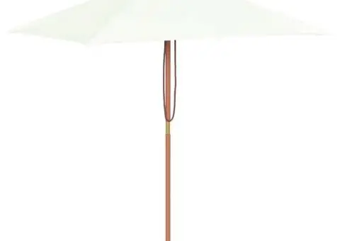 Umbrelă de soare, exterior, stâlp lemn, 150x200 cm, nisipiu - 2/5