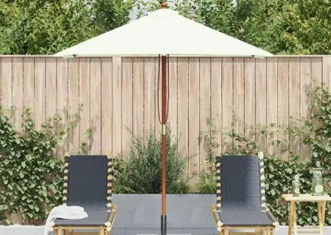 Umbrelă de soare, exterior, stâlp lemn, 150x200 cm, nisipiu - 3/5