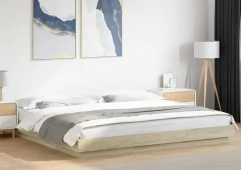 Cadru de pat cu LED stejar sonoma 180x200 cm lemn prelucrat - 1/5