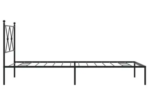 Cadru de pat metalic cu tăblie, negru, 90x190 cm - 5/5