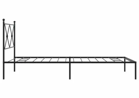 Cadru de pat metalic cu tăblie, negru, 100x190 cm - 5/5