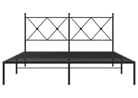 Cadru de pat metalic cu tăblie, negru, 160x200 cm - 4/5