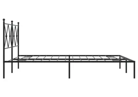 Cadru de pat metalic cu tăblie, negru, 160x200 cm - 5/5
