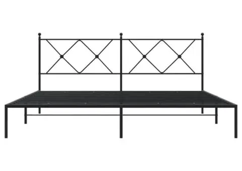 Cadru de pat metalic cu tăblie, negru, 183x213 cm - 4/5