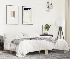 vidaXL Cadru de pat, stejar sonoma, 180x200cm, lemn prelucrat și metal