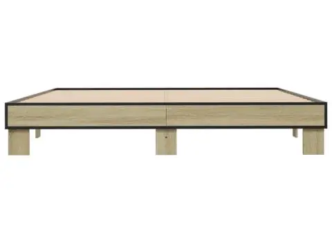 Cadru de pat, stejar sonoma, 180x200cm, lemn prelucrat și metal - 4/5