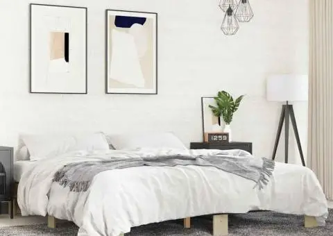 Cadru de pat, stejar sonoma, 160x200cm, lemn prelucrat și metal - 1/5