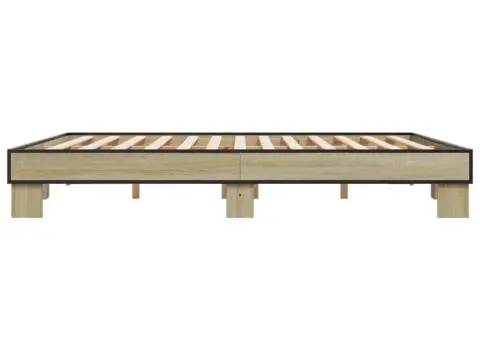 Cadru de pat, stejar sonoma, 160x200cm, lemn prelucrat și metal - 5/5