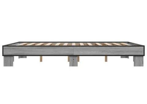 Cadru de pat, gri sonoma, 150x200 cm, lemn prelucrat și metal - 5/5