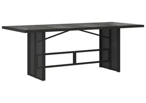 Set mobilier de grădină cu perne, 9 piese, negru, poliratan - 4/5
