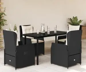 vidaXL Set mobilier de grădină cu perne, 5 piese, negru, poliratan