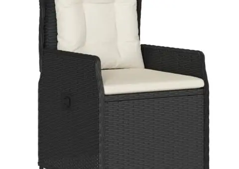 Set mobilier de grădină cu perne, 7 piese, negru, poliratan - 3/5