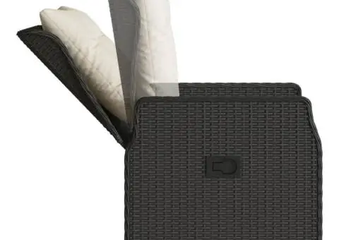 Set mobilier de grădină cu perne, 7 piese, negru, poliratan - 5/5