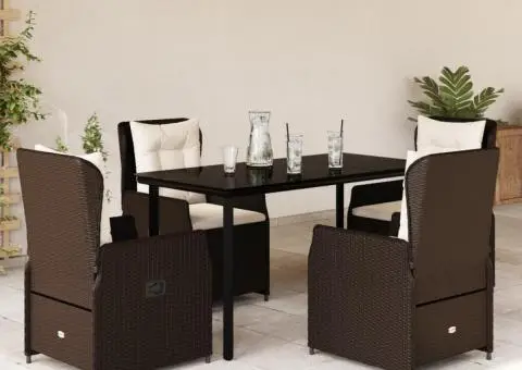 Set mobilier de grădină, 5 piese, cu perne, maro, poliratan - 1/5