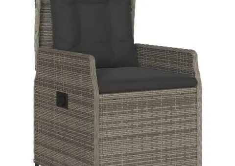 Set mobilier de grădină cu perne, 5 piese, gri, poliratan - 3/5