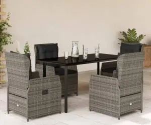 vidaXL Set mobilier de grădină cu perne, 5 piese, gri, poliratan