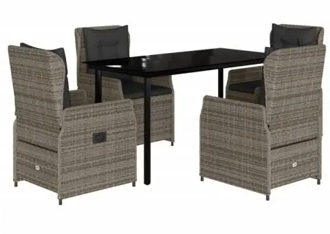 Set mobilier de grădină cu perne, 5 piese, gri, poliratan - 2/5