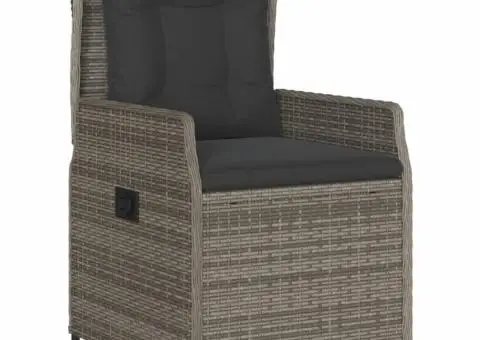 Set mobilier de grădină cu perne, 5 piese, gri, poliratan - 3/5