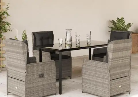 Set mobilier de grădină cu perne, 5 piese gri deschis poliratan - 1/5