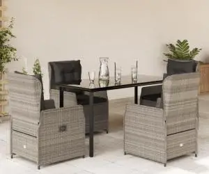 vidaXL Set mobilier de grădină cu perne, 5 piese gri deschis poliratan