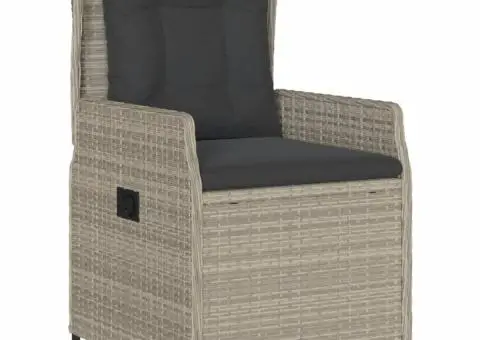 Set mobilier de grădină cu perne, 5 piese gri deschis poliratan - 3/5