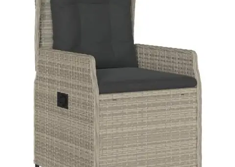 Set mobilier de grădină cu perne, 7 piese gri deschis poliratan - 3/5