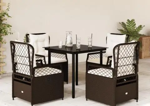 Set mobilier de grădină, 5 piese, cu perne, maro, poliratan - 1/5