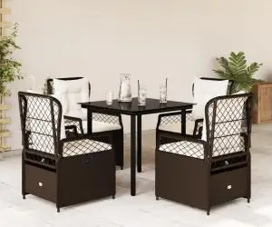 vidaXL Set mobilier de grădină, 5 piese, cu perne, maro, poliratan
