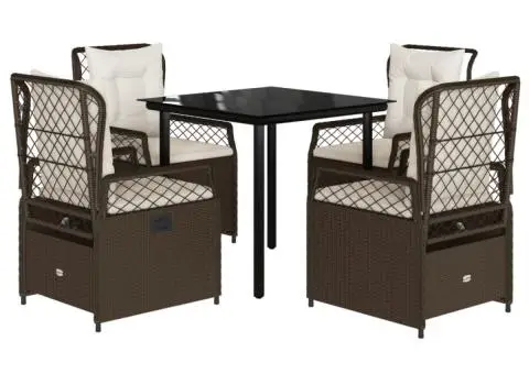 Set mobilier de grădină, 5 piese, cu perne, maro, poliratan - 2/5