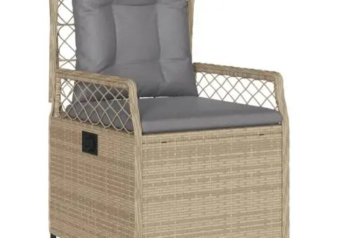 Set de masă pentru grădină, 7 piese, cu perne, bej, poliratan - 3/5