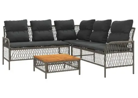 Set canapele de grădină cu perne, 2 piese, gri, poliratan - 2/5